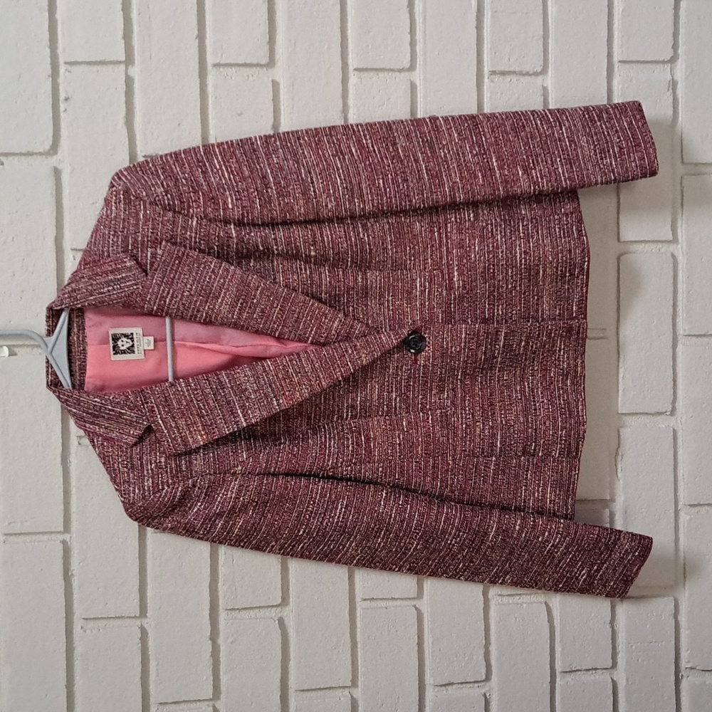 Anne Klein Pink Multicolor Striped Treed Office/Business Blazer Jacket. Size 2